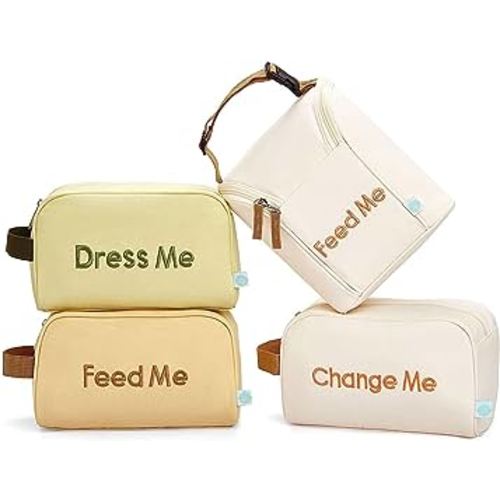 Easy Baby - Diaper, Bottle, and Supplies - Organizer Pouches - Change, Feed, and Dress Me (4 Pack Sedona) | Organizing Packing Tote Cubes for Baby Items | Good for Travel and Keeping Organized