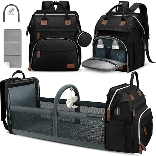 DERJUNSTAR Diaper Bag Backpack Baby Diaper Bags Black