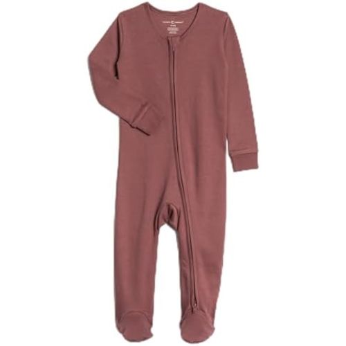 Colored Organics Baby Zip-Up Footed Sleeper with 2-Way Zipper - Newborn Organic Cotton Pajamas