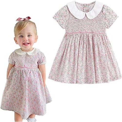 Simplee kids Baby Girls Casual Dresses Toddler Floral Dress Print Sundress Princess Dress