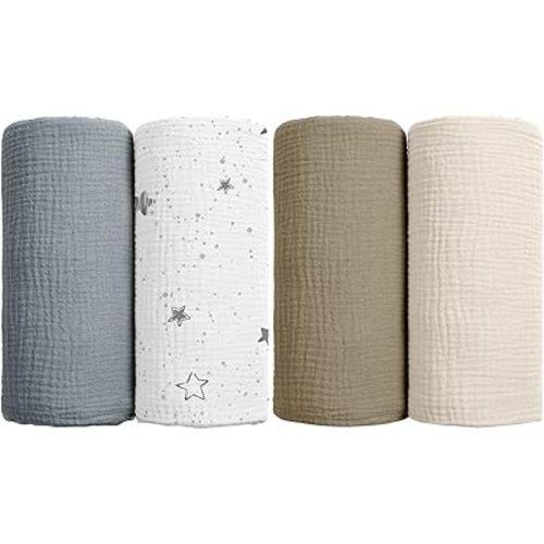 lulumoon Muslin Swaddle Blanket + Muslin Swaddle BlanketStarry Sky Gray Print