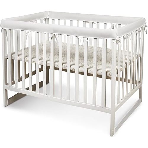 4Pcs Crib Rail Covers for Teething&Corner Guard Coverage Straps, Anti-Collision Strip Corner Cover (White)