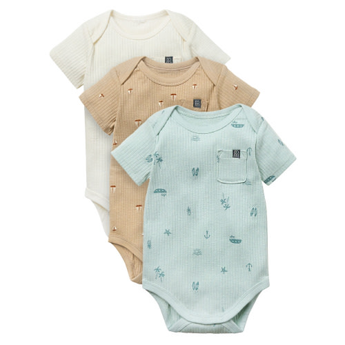 Modern Moments by Gerber Baby Neutral Organic 3-Pack Short Sleeve Bodysuits, 0/3 Months - 24 Months