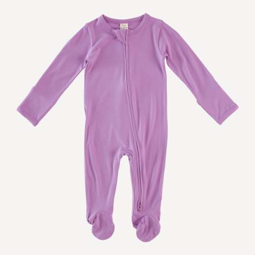 long sleeve zipper footie | vibrant orchid | bamboo