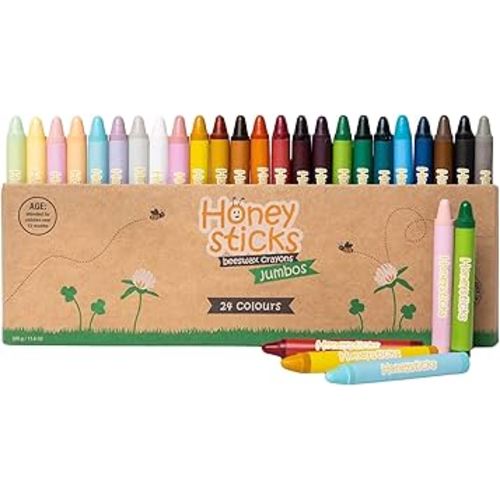 Honeysticks Jumbo Crayons (24 Pack) - 100% Pure Beeswax Crayons - Non Toxic Crayons for Kids - Large Crayons, Easy to Hold and Use, Unbreakable, Eco Friendly, Preschool Art Supplies, For Kids 2-4, 4-8