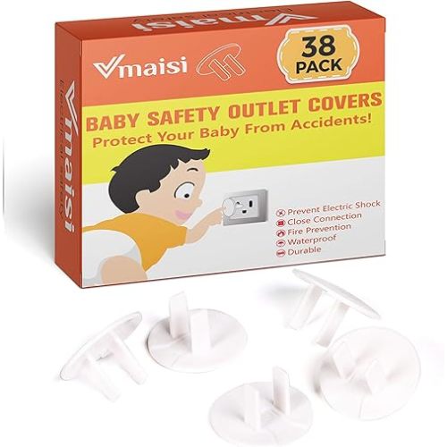 38 Pack Outlet Covers ChildProof Plug Protector - Vmaisi Baby Proofing Electrical Safety Outlet Plugs