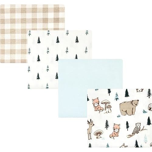 Hudson Baby Unisex Baby Cotton Flannel Receiving Blankets, Boy Woodland Pals, One Size
