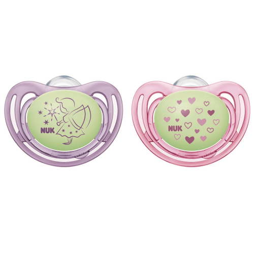 NUK Airflow Glow-in-the-Dark Pacifiers, 0-3 Months, 2-Pack