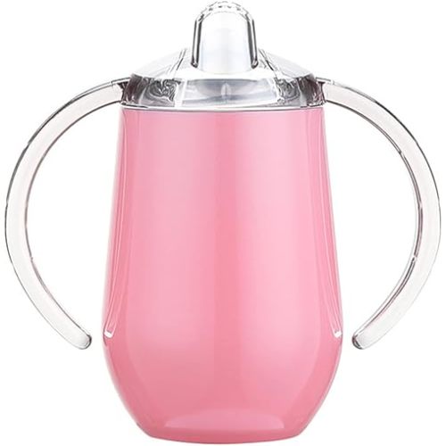Stainless Steel Straw Sippy Cup with Handles & Silicone Lids,10 oz BPA Free Double Wall Vacuum Insulated Sippy Cup Mug Tumbler Toddler Straw Cups for boys and girls Non-Spill Sippy Cups