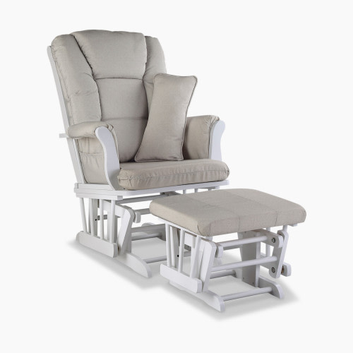 Storkcraft Tuscany Glider and Ottoman - White/Taupe Swirl