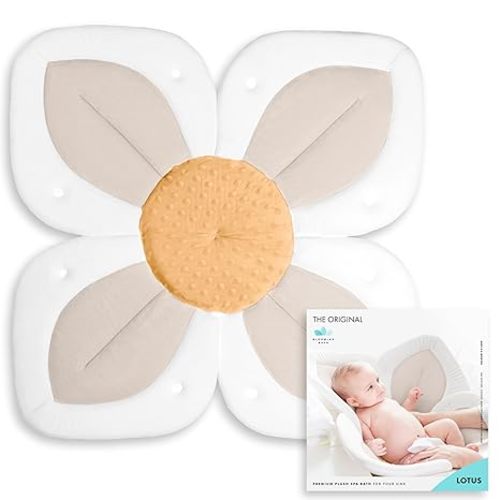 Blooming Bath Baby Bath Seat - Baby Tubs for Newborn Infants to Toddler 0 to 6 Months and Up - Baby Essentials Must Haves - The Original Washer-Safe Flower Seat (Lotus, Buttercream/Honey)