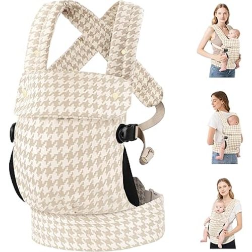Baby Carrier Newborn to Toddler- Ergonomic,Cozy and Lightweight Infant Carrier for 7-40lbs,3 Carry Positions Newborn Carrier,Houndstooth