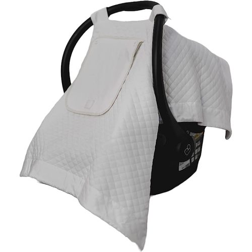 Nesting Baby Car Seat Covers for Babies - Canopy infant seats cover for newborn girl boy, Cotton breathable & lightweight with sun shade window, Canopies carriers accessories cold & warm weather WHITE