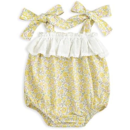Simplee kids Baby Girls Romper Sleeveless Summer Outfits Rompers baby rompers girl Floral Pattern Button One Piece Outfit