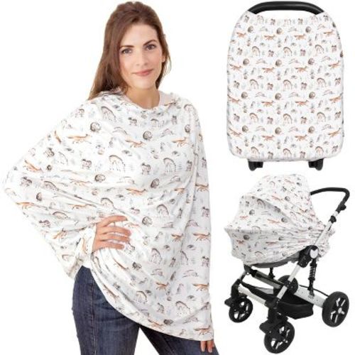 Keababies Car Seat Cover For Babies, Multi-use Nursing Cover, Infant Carseat Cover, Breastfeeding Cover, Stroller Cover (fleur)