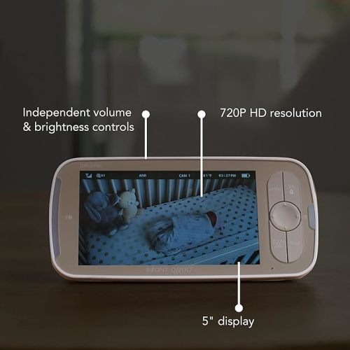 Infant Optics DXR-8 PRO Video Baby Monitor, 720P HD Resolution 5" Display, Patent-Pending A.N.R. (Active Noise Reduction), Pan Tilt Zoom, and Interchangeable Lenses