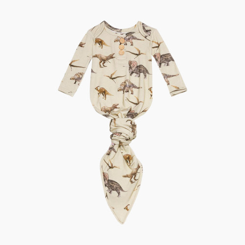 Posh Peanut Wood Button Knotted Gown - Vintage Dino, 0-3 Months