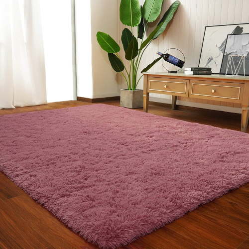 Lochas Ultra Soft Indoor Modern Area Rugs Fluffy Living Room Carpets for Children Bedroom Home Decor Nursery Rug 4' x 5.3',Blush