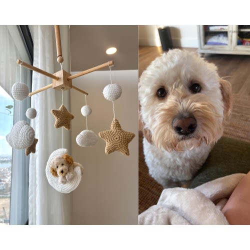 Custom Baby Mobile, Nursery Mobile, Moon Mobile, Baby Crib Mobile, Nursery Decor, First Baby Gift, Baby Birthday Gift, Dog Lover Gifts