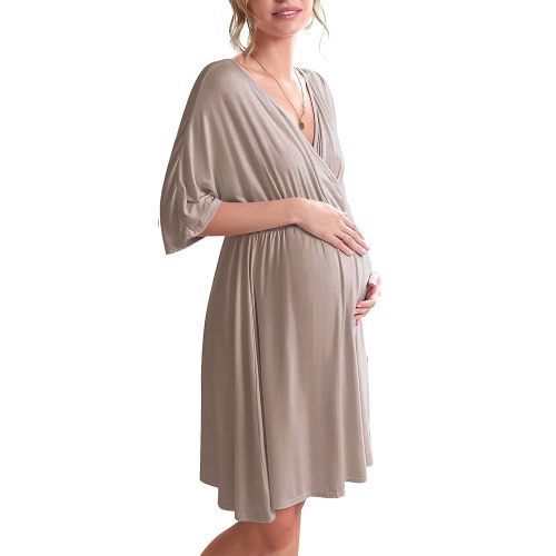 Ekouaer 3 in 1 Labor/Delivery/Hospital Gown Maternity Dress Nursing Nightgown Sleepwear for Breastfeeding