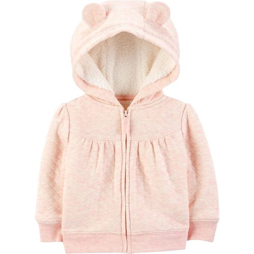Simple Joys by Carter's Baby Hooded Sweater Jacket with Sherpa Lining - Pink - 6-9M