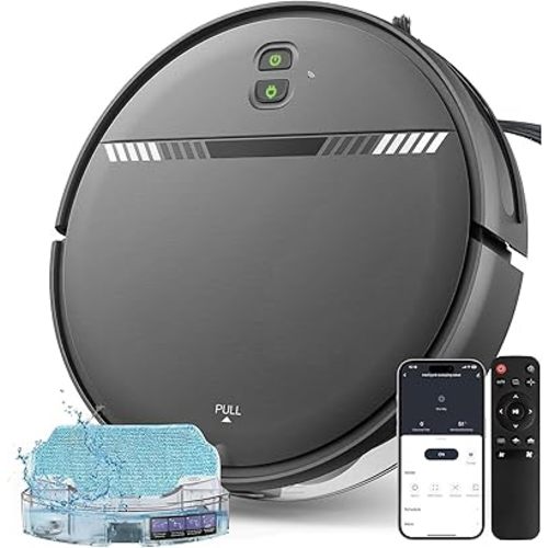 Robot Vacuum and Mop Combo, 2 in 1 Vacuum Robot with WiFi/App/Voice, Schedule, Water Tank and Dustbin, Self-Charging, Slim, Ideal for Hard Floor, Pet Hair, Carpet