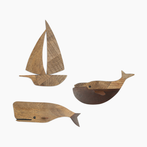 Crane Baby 3-Piece Handcrafted Wood Wall Decor - Caspian