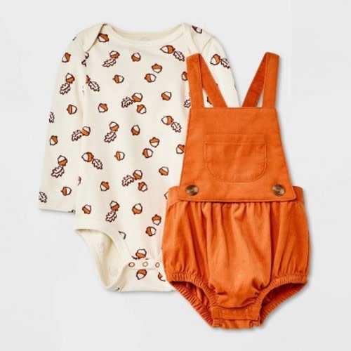 Baby Acorn Corduroy Bubble Bodysuit - Cat & Jack™ Rust Brown 3-6M
