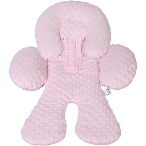 Pro Goleem Infant Car Seat Head Neck Body Support, Ultra-Soft Minky and Microfiber Newborn Car Seat Insert, Perfect for Car Seat, Stroller, 2-in-1 Reversible, Girls, Pink