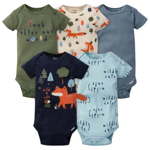 Gerber Onesies Brand Baby Boy Short Sleeve Bodysuits, 5 Pack, Sizes Newborn - 24 Months