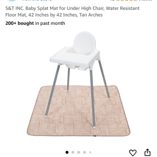 S&T INC. Baby Splat Mat for Under High Chair, Water Resistant Floor Mat, 42 Inches by 42 Inches, Tan Arches