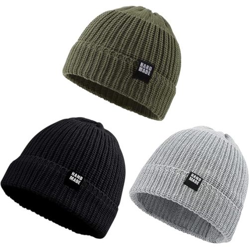 Simple Knitted Baby Beanie Hip-Hop Boys Winter Hat Toddler Kids Bonnet for Girls 0-5Y - 3pcs-a - 2-5T