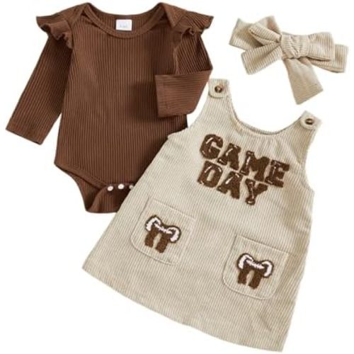 Baby Girl Christmas Outfit Long Sleeve Romper Santa Baby Overall Dress Newborn Skirt Set Fall Winter Clothes