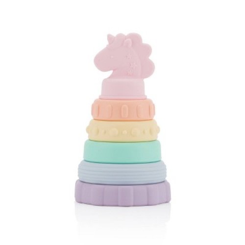 Itzy Ritzy Stacker Silicone Stacking and Baby Teething Toy, Color: Unicorn