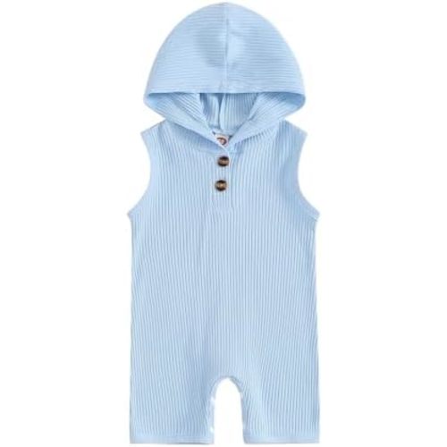 BemeyourBBs Newborn Baby Boy Smmer Clothes Hooded Sleeveless Romper Jumpsuit One Piece Outfit
