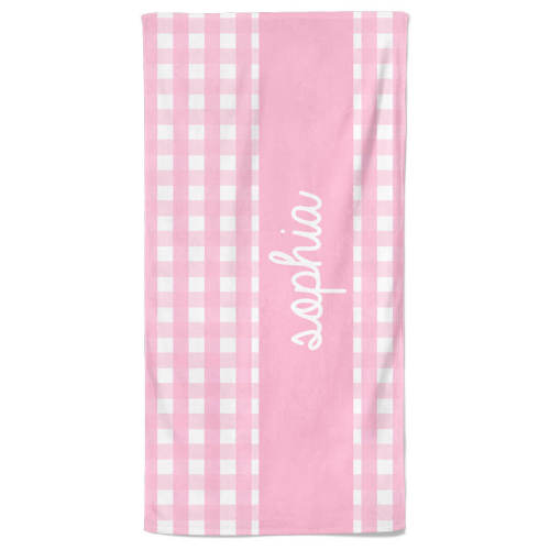 Caden Lane® | Pink Seersucker Personalized Kids Beach Towel