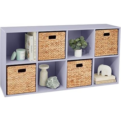 Best Choice Products 8-Cube Storage Organizer, 11in Shelf Opening, Bookcase, Display Shelf, Customizable w/ 3 Removable Back Panels – Lavender