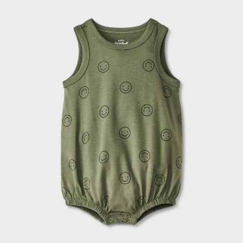 Baby Boys' Smiley Face Romper - Cat & Jack™ Green 0-3M