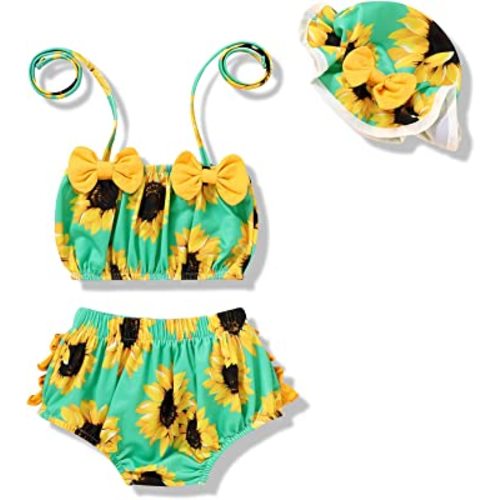 Tiny Cutey Infant Baby Girl Bikini Swimsuit 2 Piece Bathing Suit Halter Top Bikini Bottoms Swimming Suit