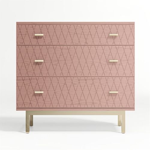 Jewel Blush Wood 3-Drawer Kids Dresser