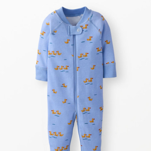 Ducks on Storm Blue HannaJams™ Footed Sleeper (in NB)