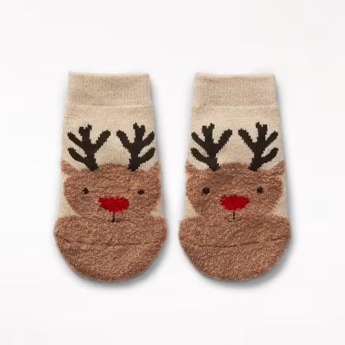 Reindeer & Bear Chenille Socks, Set of 2