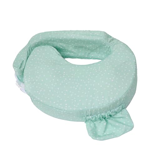 My Brest Friend Original Nursing Pillow Enhanced Ergonomics Essential Breastfeeding Pillow Support for Mom & Baby W/Convenient Side Pocket, Double Straps & Slipcover, Minty Geo