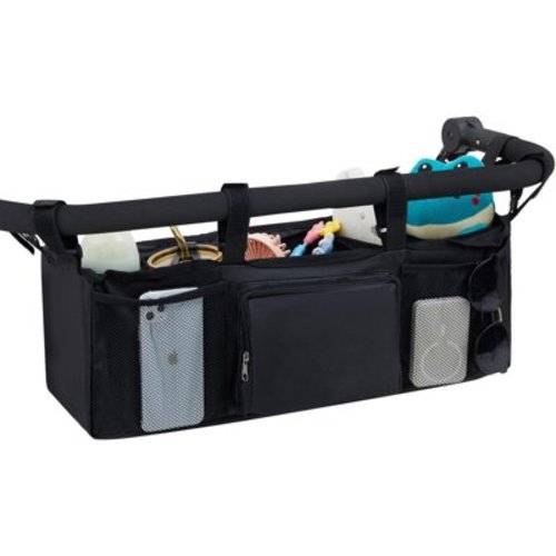 Double Stroller Organizer with 2 Insulated Cup Holders for Bob Duallie Baby Jogger City Mini GT2 Baby Stroller Accessories with Cooler Bottle Bag Parent Console Jogging Stroller Organizer