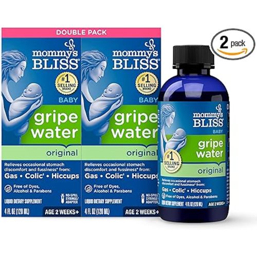 Mommy's Bliss Original Gripe Water, Gas and Colic Relief, Gentle and Safe, Made for Infants, 2 Weeks+, 8 Fl Oz (2 Bottles)
