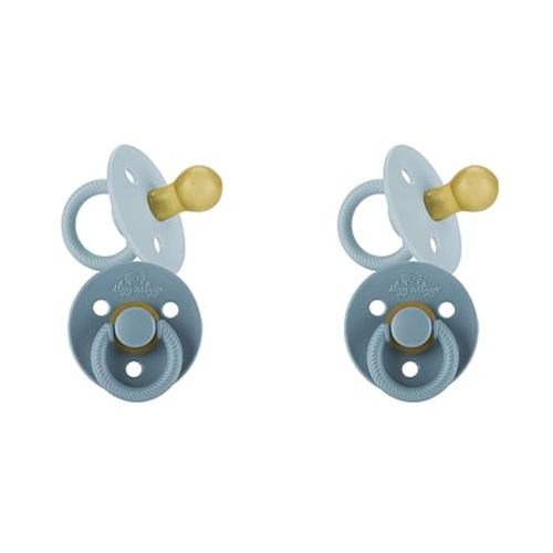 Itzy Ritzy Natural Rubber Pacifiers, Set of 2 – Natural Rubber Newborn Pacifiers with Cherry-Shaped Nipple & Large Air Holes for Added Safety; Set of 2 in Harbor & Coast, Ages 0 – 6 Months (Pack of 2) - Harbor/Coast - 1 Count (Pack of 4)
