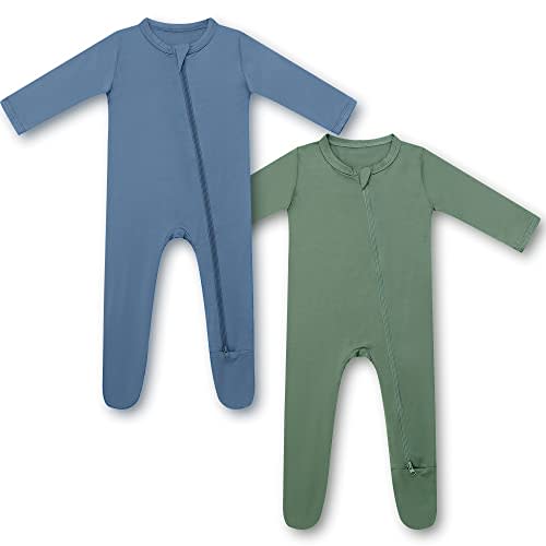 HAPIU Rayon from Bamboo Baby Footed Pajamas, 2 Way Zipper YKK, Footie for Baby Boy Girls, Newborn-24 Months