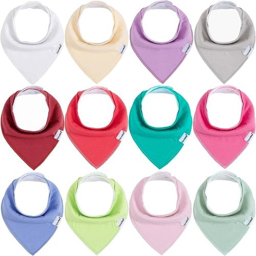 Baby Bandana Drool Bibs for Girls,Super Absorbent Triangle Baby Bibs for Drooling and Teething,100% Cotton Soft for Infant,Newborn 12Pack