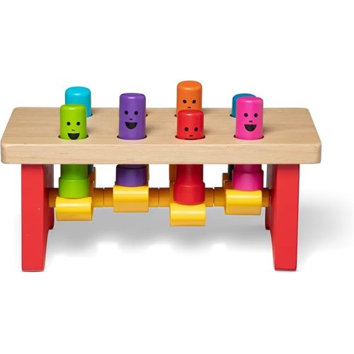 Melissa & Doug Deluxe Pounding Bench Wooden Preschool Learning Toy with Mallet