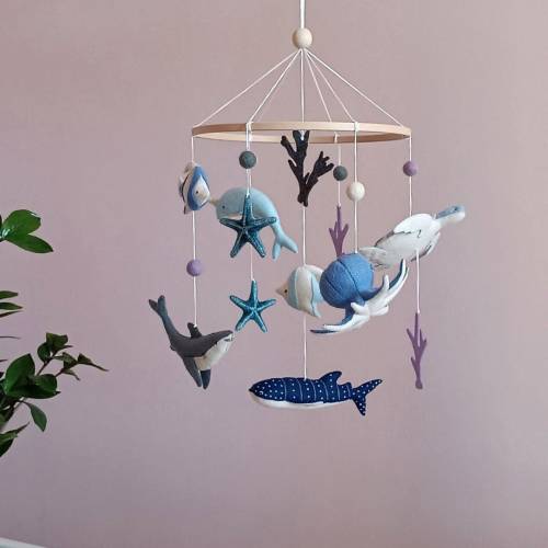 Under the sea baby mobile, Sea creature baby mobile, Ocean mobile for nursery, Sea life mobile, Baby shower gift